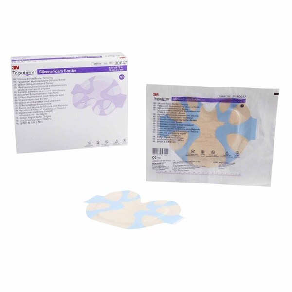 3M Tegaderm Foam Dressing 6 X 6-3/4 Inch With Border Film Backing Silicone Adhesive Sacral Sterile, 40PK 90647 - main